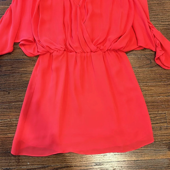 Parker Ruched Sleeve Red Dress - Picture 3 of 11